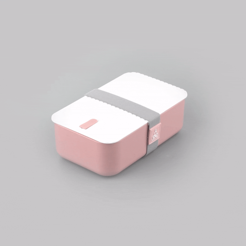Bento Tek 34 oz Pink Buddha Box Lunch Container - with White Lid - 7 1/2" x 4 3/4" x 2 1/2" - 1 count box