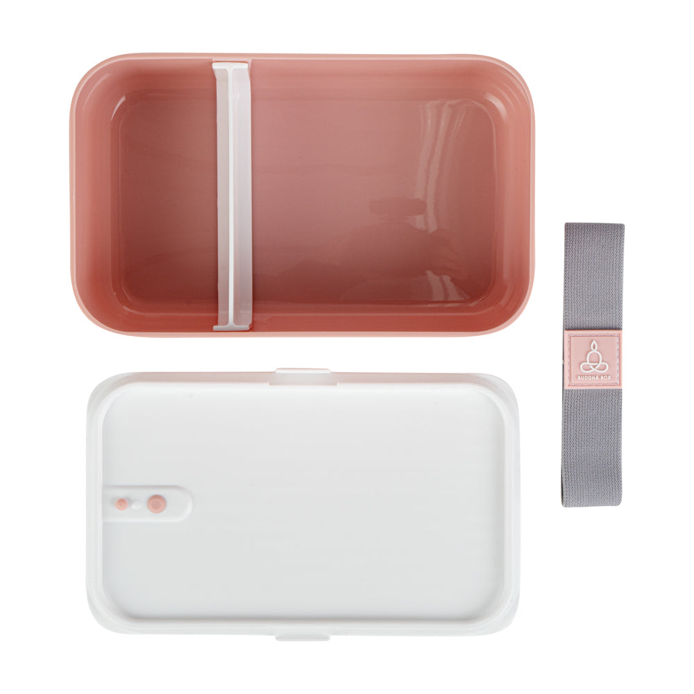 Bento Tek 34 oz Pink Buddha Box Lunch Container - with White Lid - 7 1/2" x 4 3/4" x 2 1/2" - 1 count box