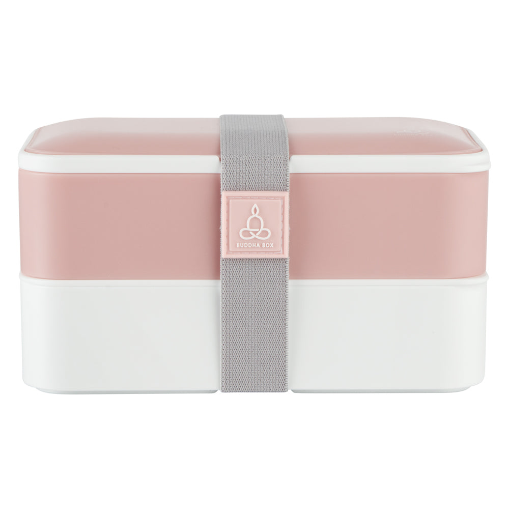 Bento Tek 41 oz Pink and White Buddha Box All-in-One Lunch Box - with Utensils, Sauce Cup - 7 1/4" x 4 1/4" x 4" - 1 count box