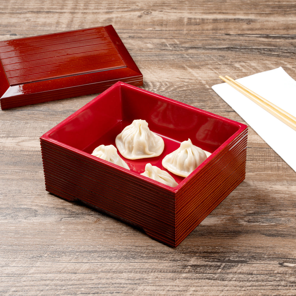 Bento Tek 27 oz Brown Japanese Style Unagi Bento Box - 6 3/4" x 5 3/4" x 3" - 1 count box