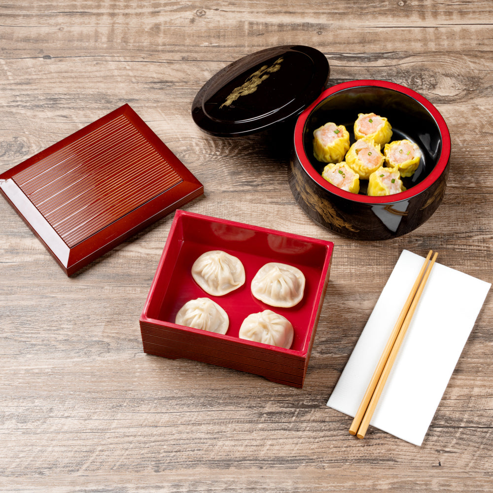 Bento Tek 27 oz Brown Japanese Style Unagi Bento Box - 6 3/4" x 5 3/4" x 3" - 1 count box
