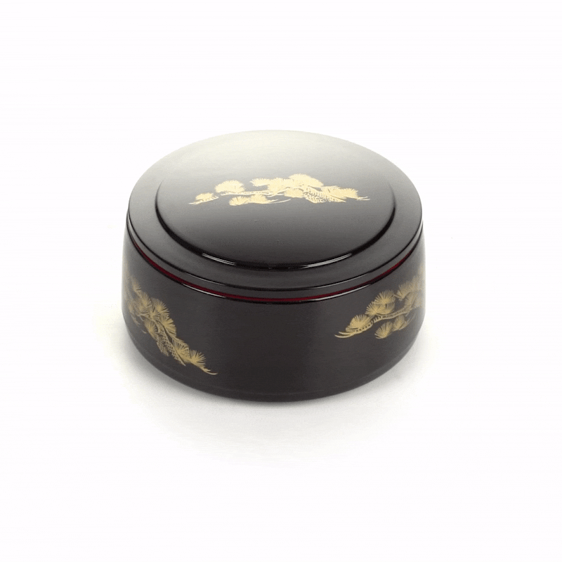 Bento Tek 25 oz Round Black Japanese Style Bento Box - 6 1/2" x 6 1/2" x 3 1/4" - 1 count box