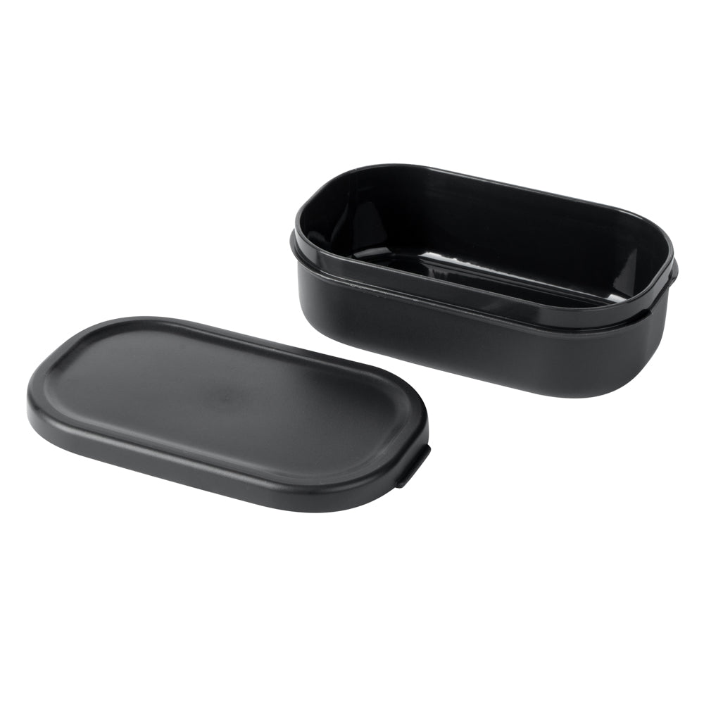 Bento Tek 3 oz Black Buddha Box Snack / Sauce Container - with Black Lid - 3 3/4" x 2 1/4" x 1 1/4" - 4 count box