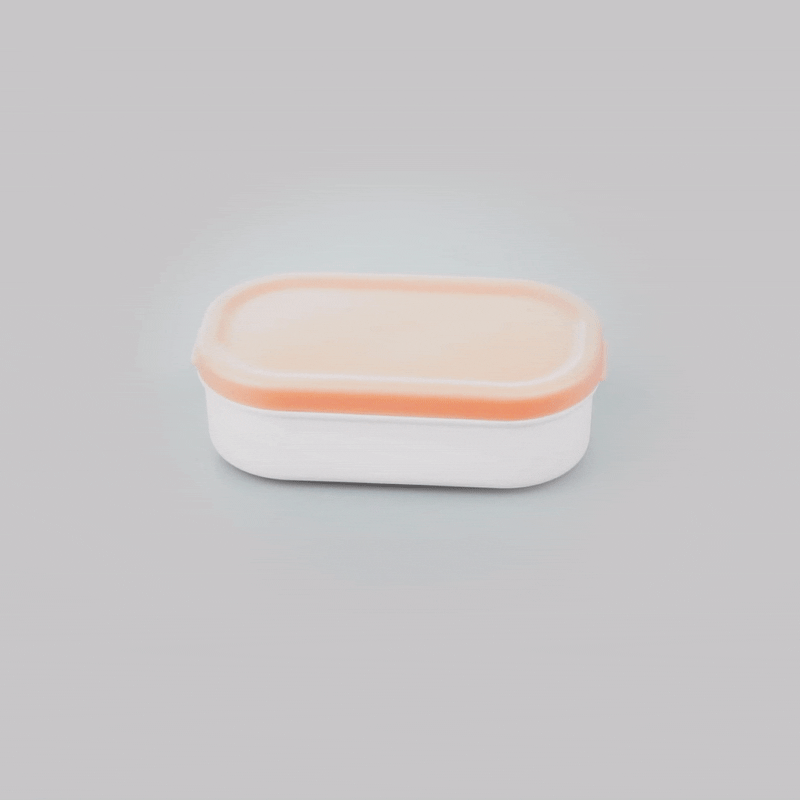 Bento Tek 3 oz White Buddha Box Snack / Sauce Container - with Pink Lid - 3 3/4" x 2 1/4" x 1 1/4" - 4 count box