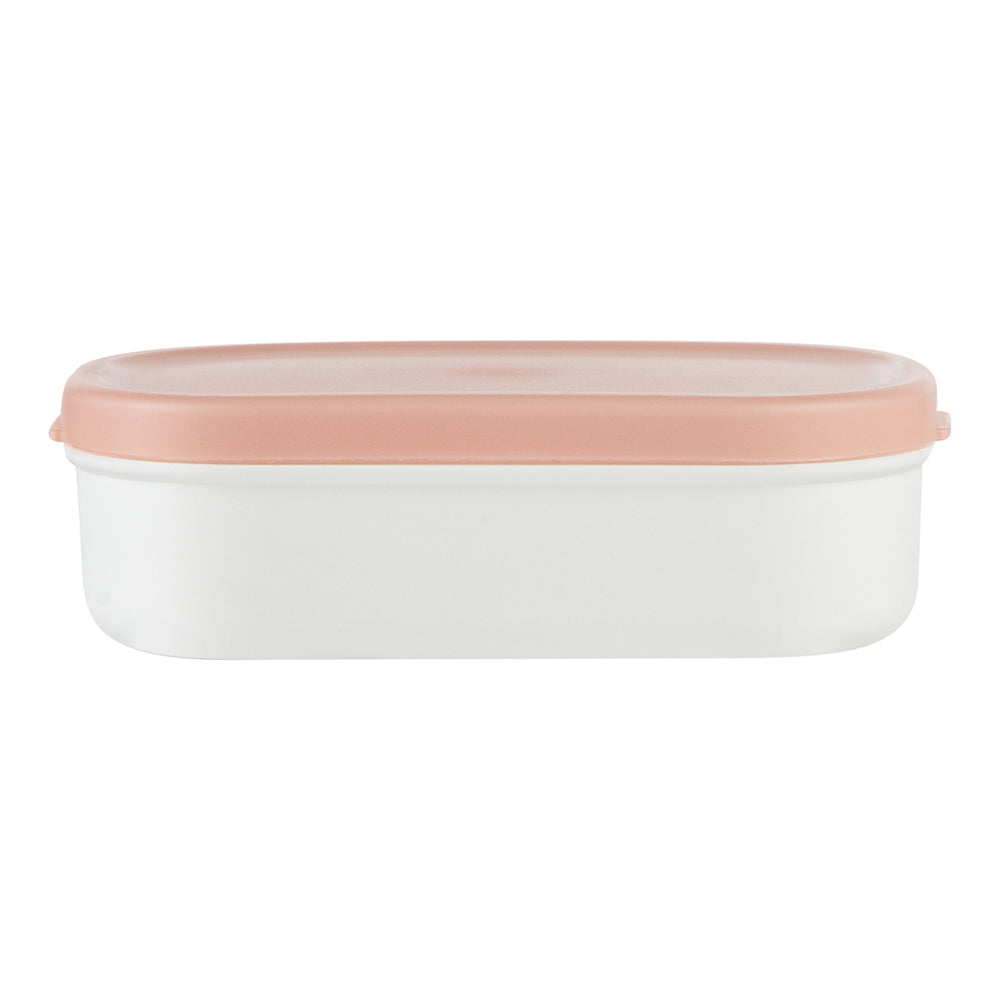 Bento Tek 3 oz White Buddha Box Snack / Sauce Container - with Pink Lid - 3 3/4" x 2 1/4" x 1 1/4" - 4 count box