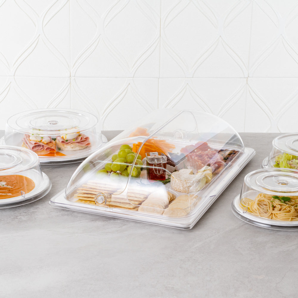 Cater Tek Clear Polycarbonate Plate Cover - Full Size - 21" x 13 1/4" - 10 count box