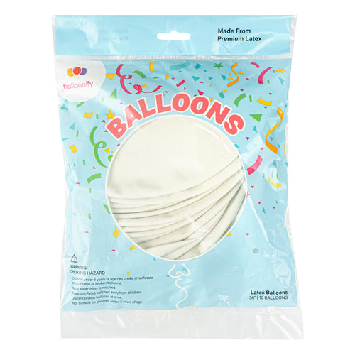 Balloonify Matte White Latex Balloon - 36" - 10 count box