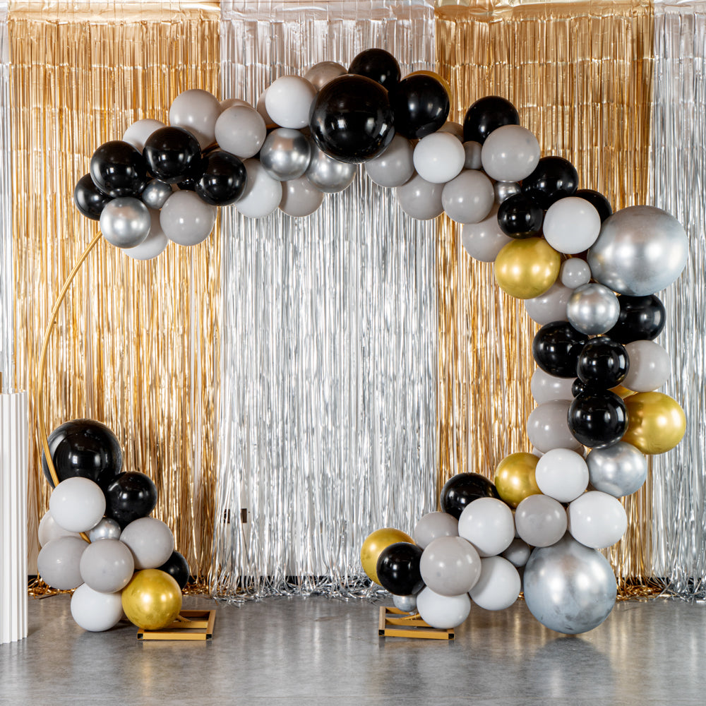 Balloonify Gray, Black and Gold Balloon Arch / Garland Kit - 136 Pieces - 1 count box