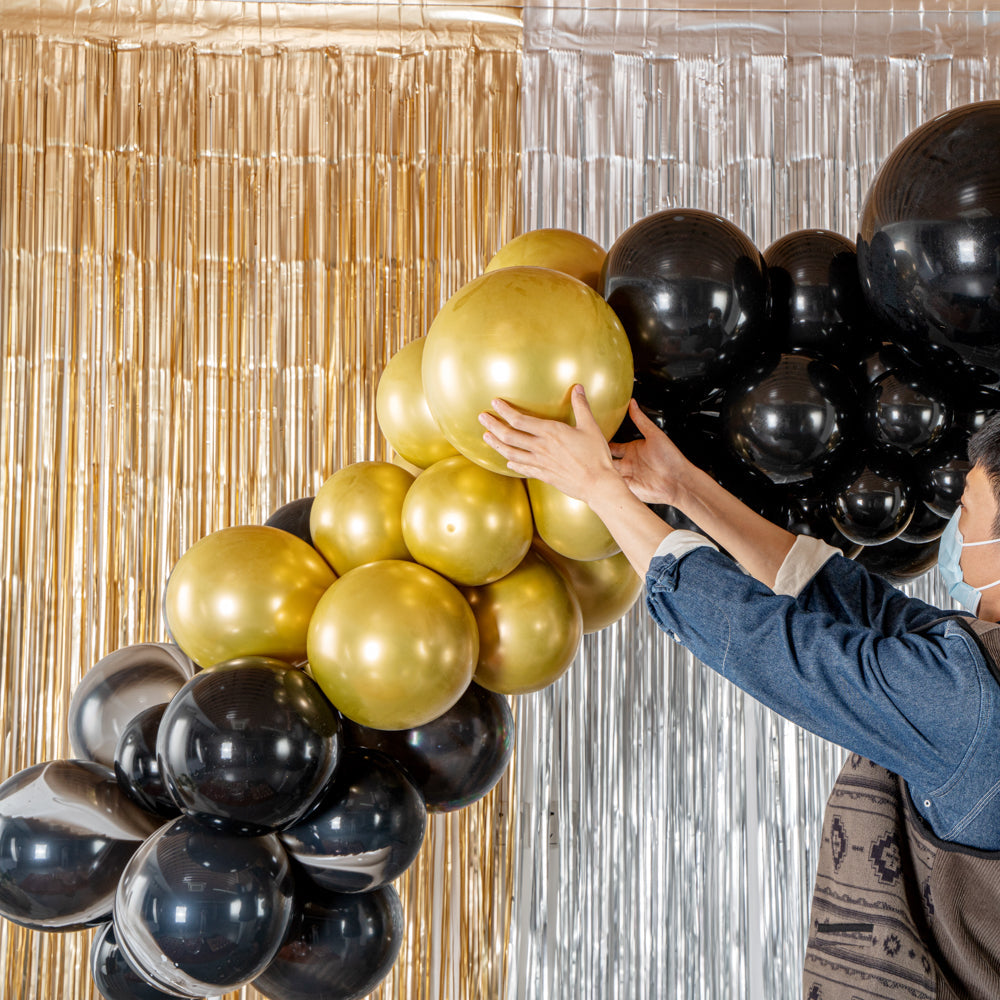 Balloonify Black and Gold Balloon Arch / Garland Kit - 134 Pieces - 1 count box