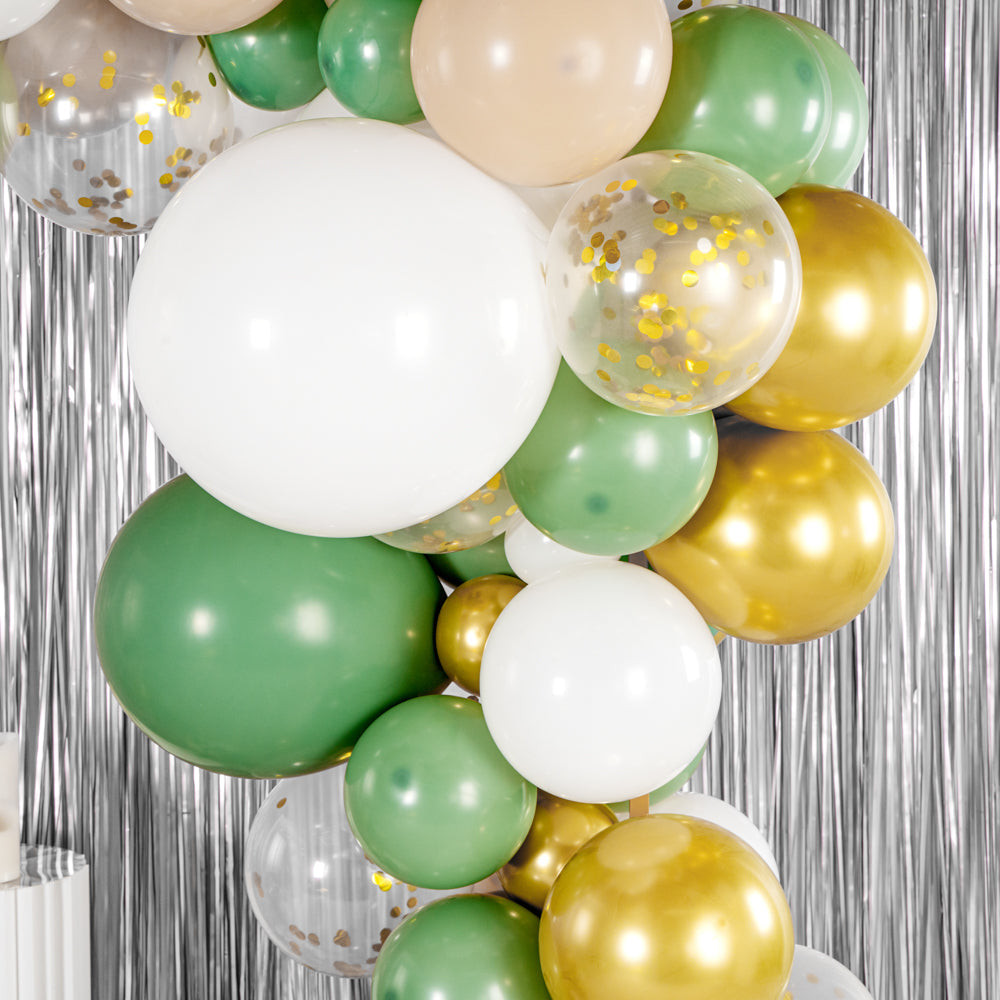 Balloonify Green, White and Gold Balloon Arch / Garland Kit - 116 Pieces - 1 count box