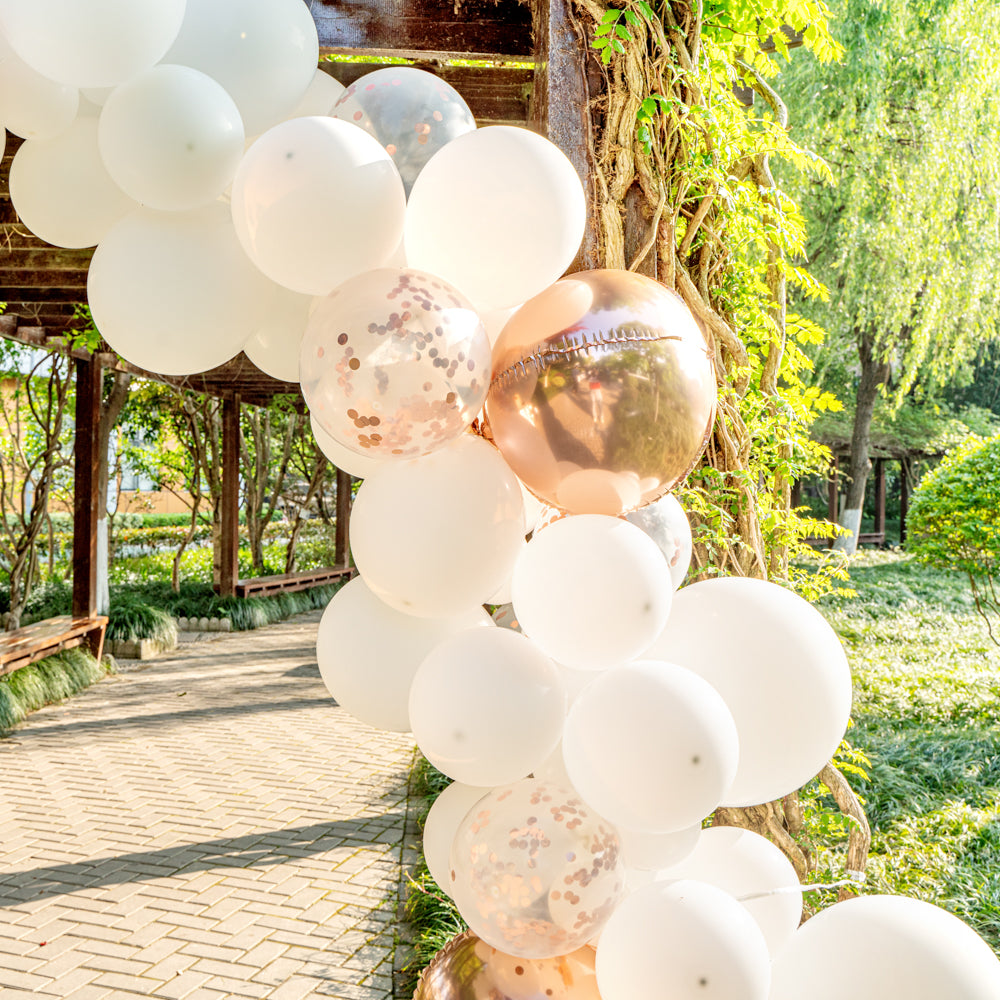 Balloonify White and Rose Gold Balloon Arch / Garland Kit - 113 Pieces - 1 count box