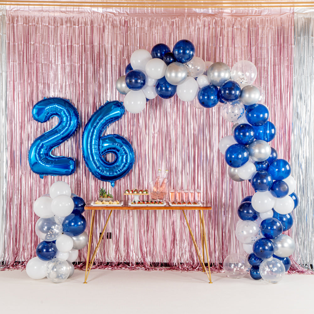 Balloonify Navy, White and Silver Balloon Arch / Garland Kit - 122 Pieces - 1 count box