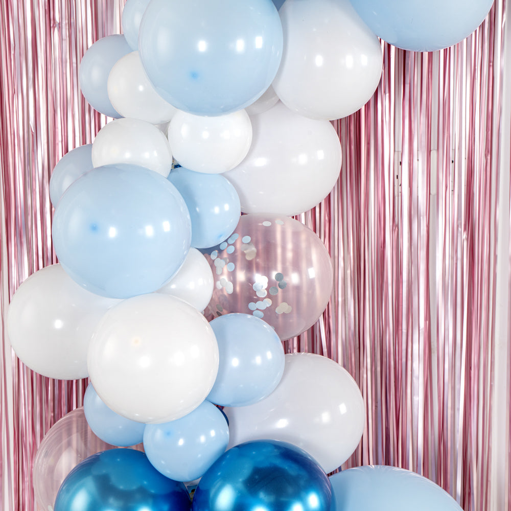 Balloonify Metallic Blue, White and Silver Balloon Arch / Garland Kit - 104 Pieces - 1 count box