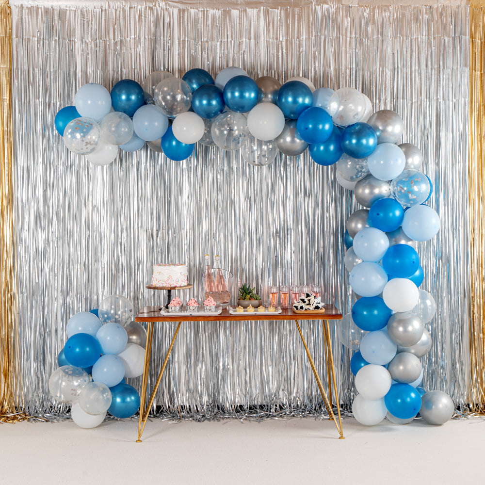 Balloonify Blue, Silver and White Balloon Arch / Garland Kit - 104 Pieces - 1 count box