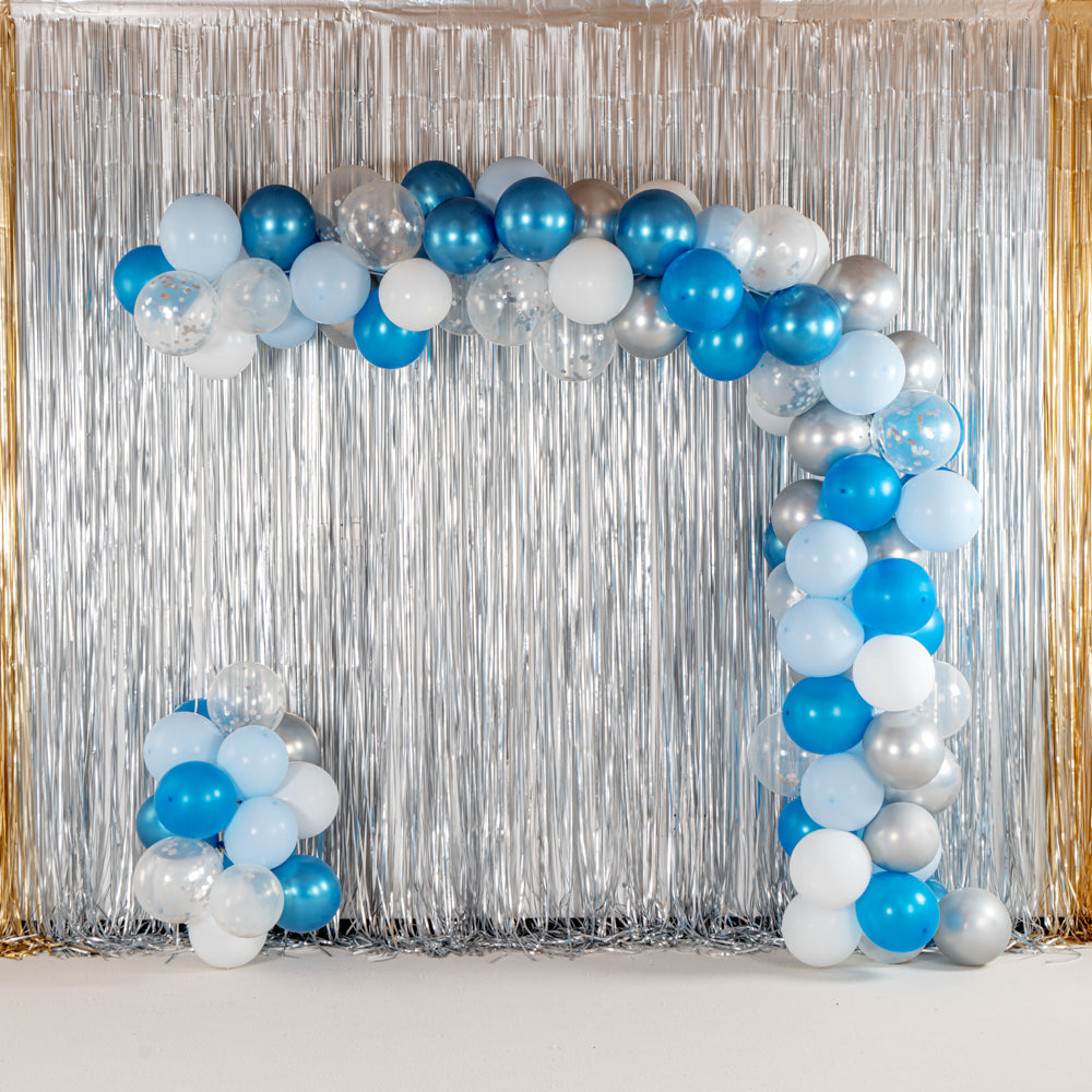 Balloonify Blue, Silver and White Balloon Arch / Garland Kit - 104 Pieces - 1 count box