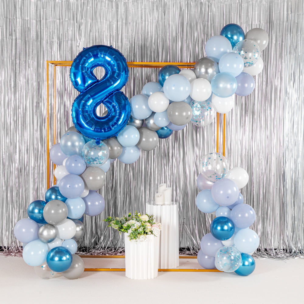 Balloonify Confetti Blue and Gray Balloon Arch / Garland Kit - 129 Pieces - 1 count box