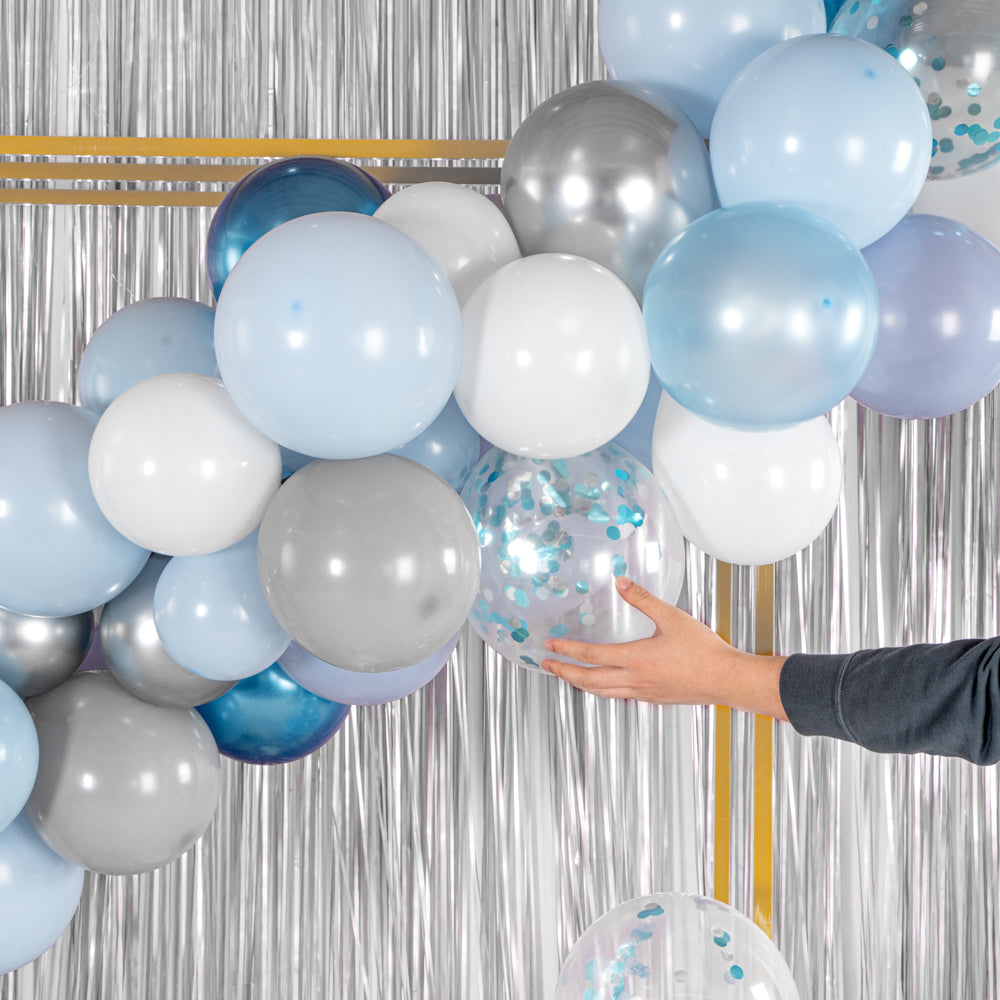 Balloonify Confetti Blue and Gray Balloon Arch / Garland Kit - 129 Pieces - 1 count box