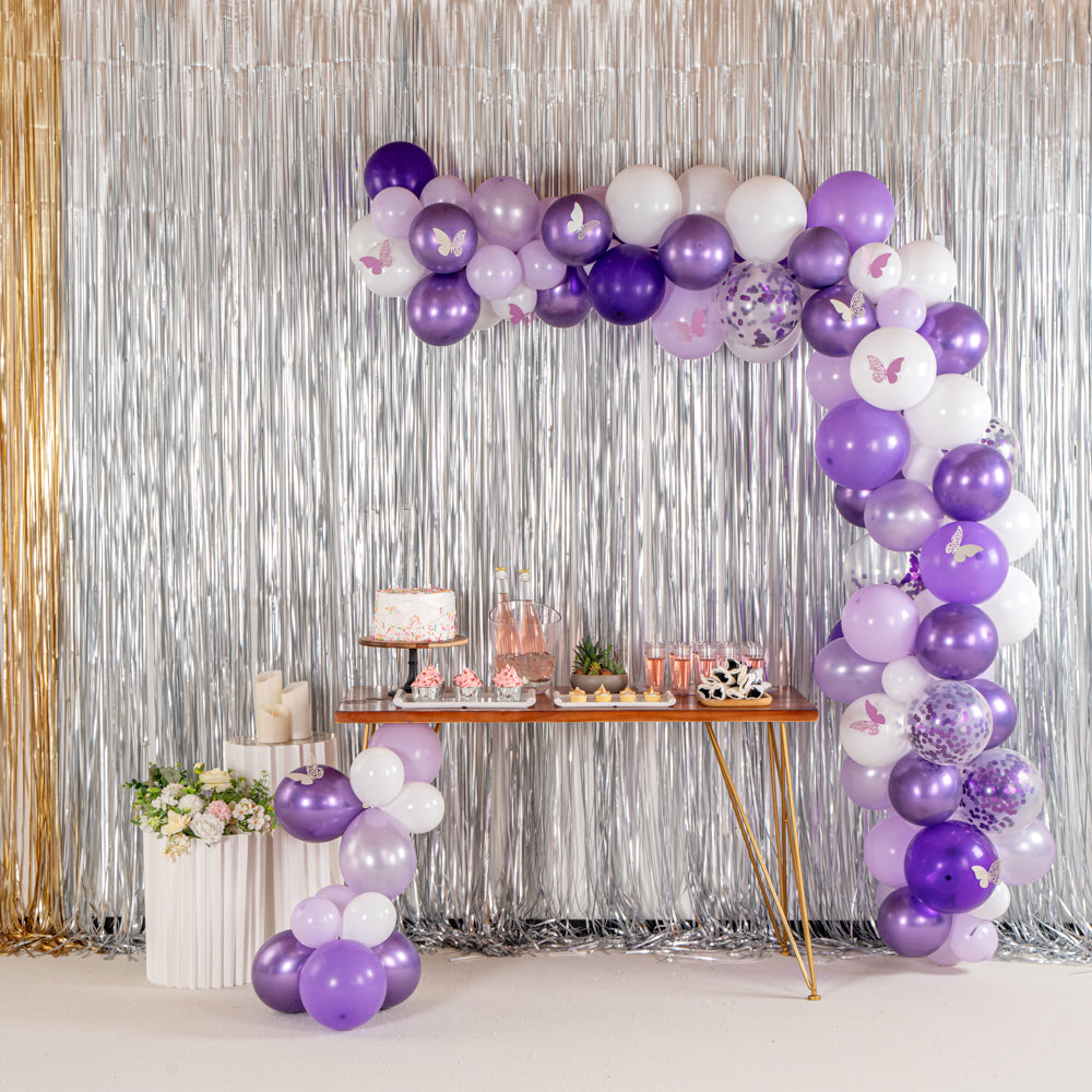 Balloonify Confetti Purple and White Balloon Arch / Garland Kit - 124 Pieces - 1 count box
