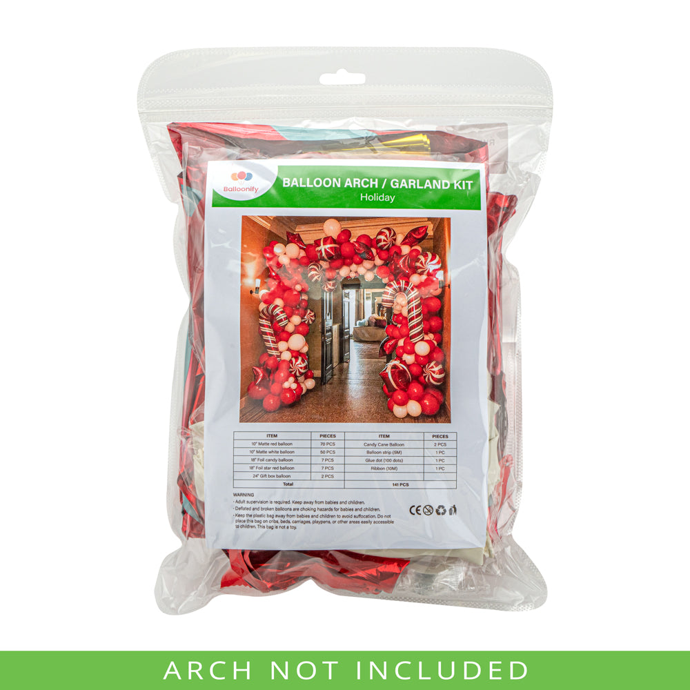 Balloonify Holiday Balloon Arch / Garland Kit - 141 Pieces - 1 count box