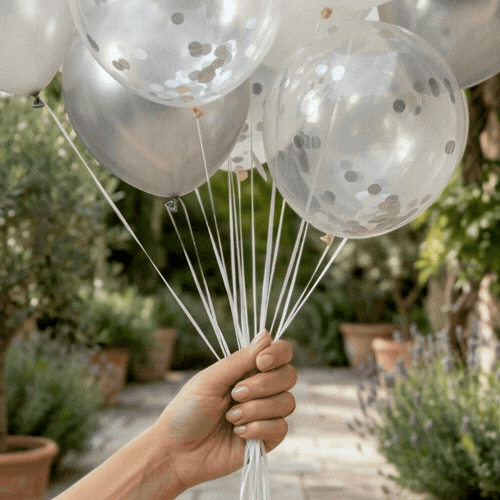 Balloonify Silver Confetti Balloon Set - 20 Pieces - 1 count box