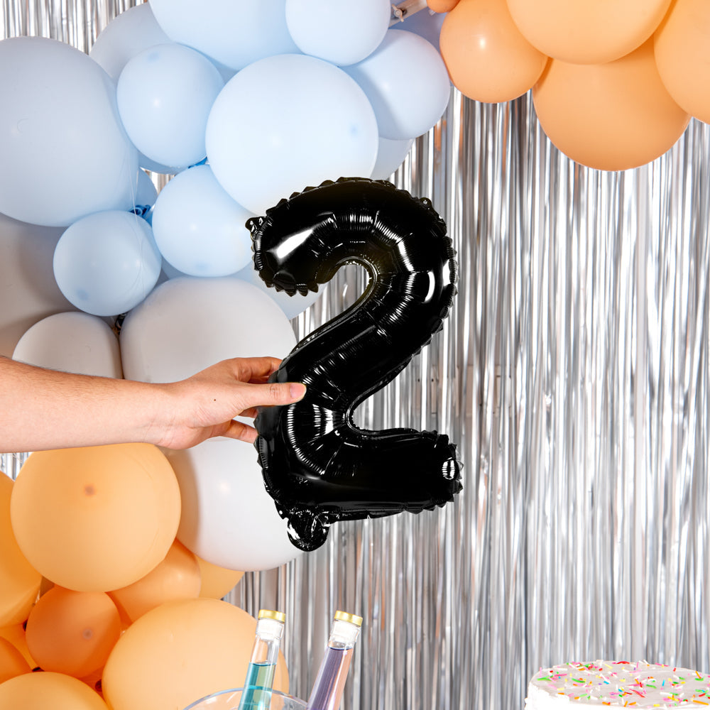 Balloonify Black Mylar Number 2 Balloon - 16" - 1 count box