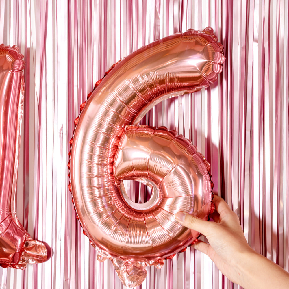 Balloonify Rose Gold Mylar Number 6 Balloon - 16" - 1 count box