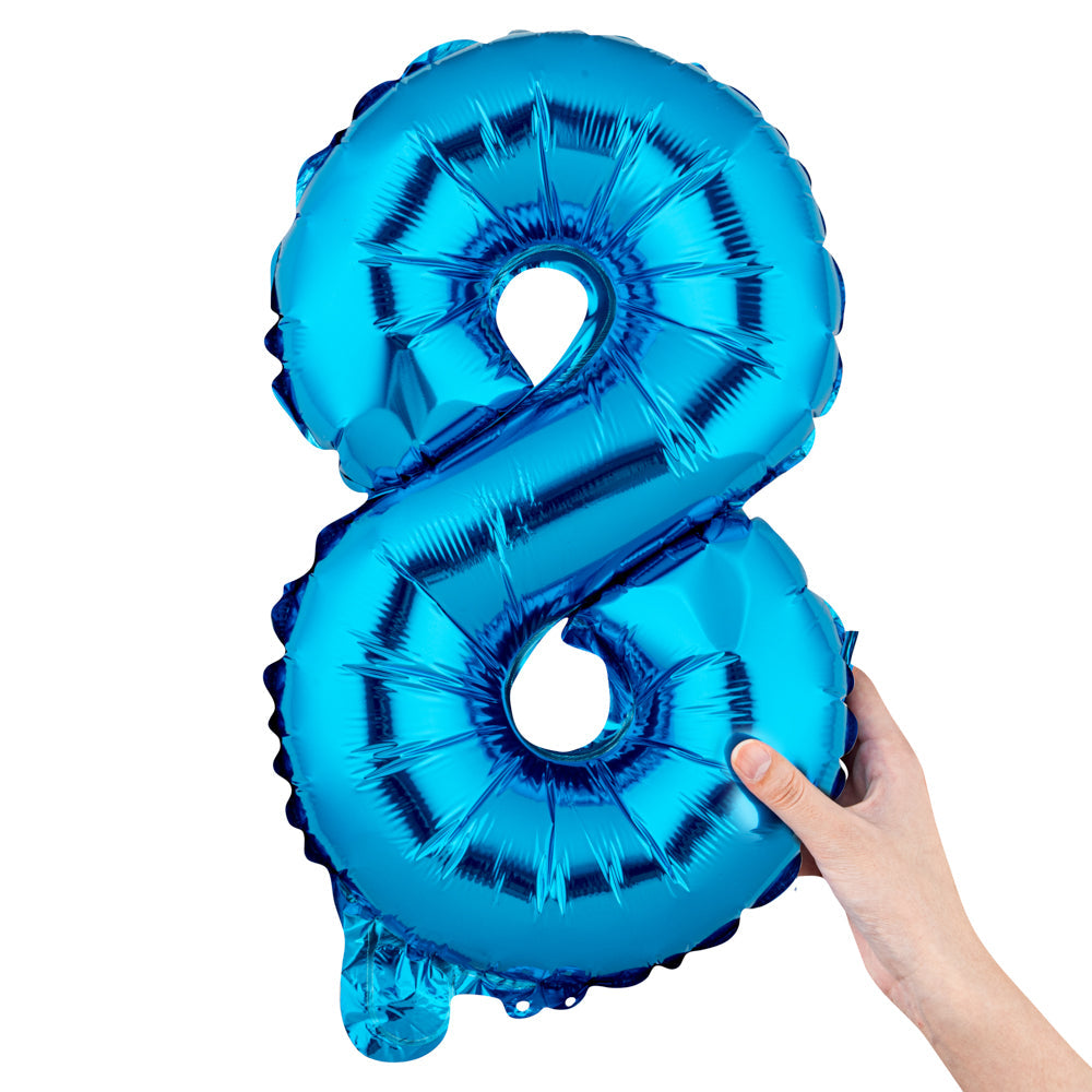 Balloonify Blue Mylar Number 8 Balloon - 16" - 1 count box