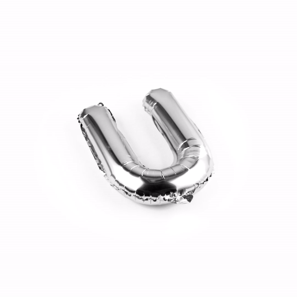 Balloonify Silver Mylar Letter U Balloon - 16" - 1 count box