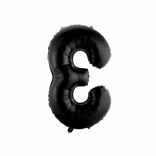 Balloonify Black Mylar Number 3 Balloon - 40" - 1 count box