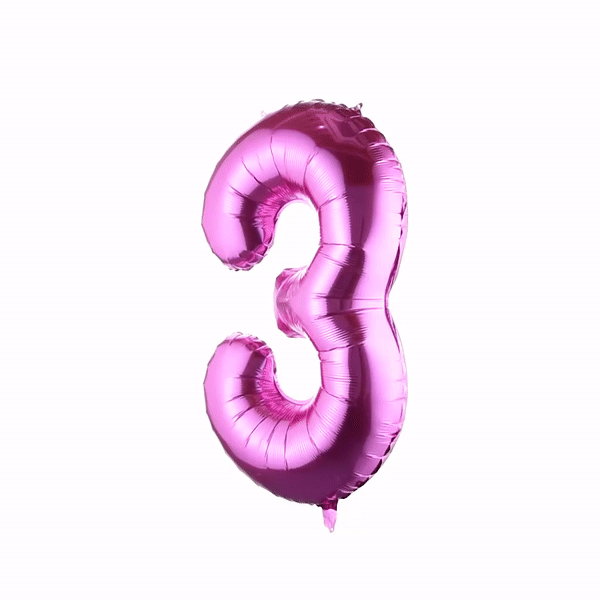 Balloonify Pink Mylar Number 3 Balloon - 40" - 1 count box