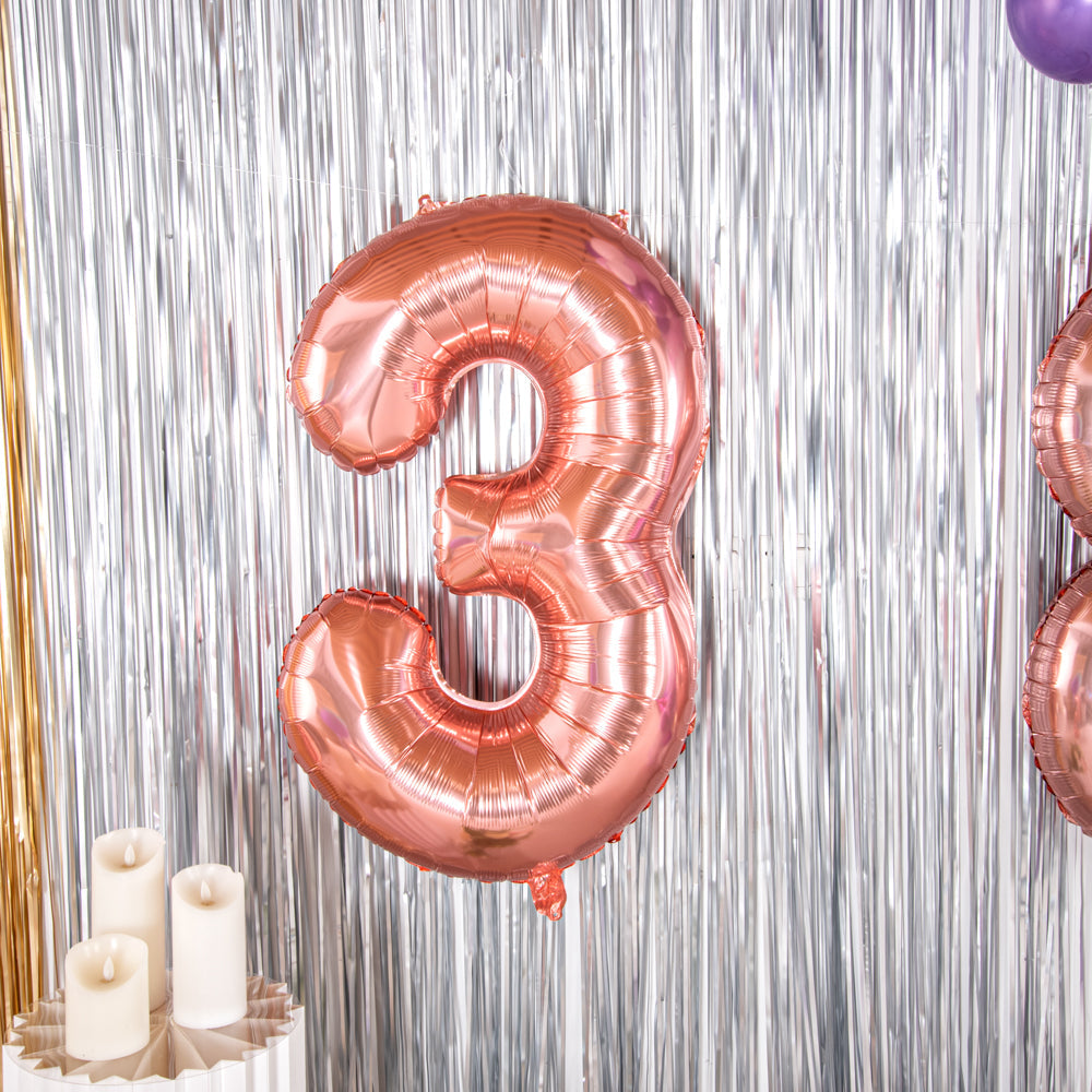Balloonify Rose Gold Mylar Number 3 Balloon - 40" - 1 count box