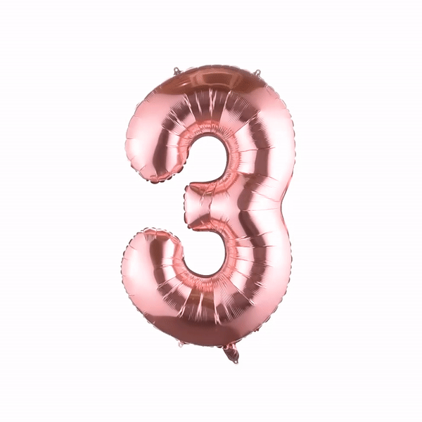 Balloonify Rose Gold Mylar Number 3 Balloon - 40" - 1 count box