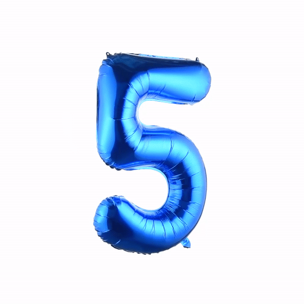 Balloonify Blue Mylar Number 5 Balloon - 40" - 1 count box