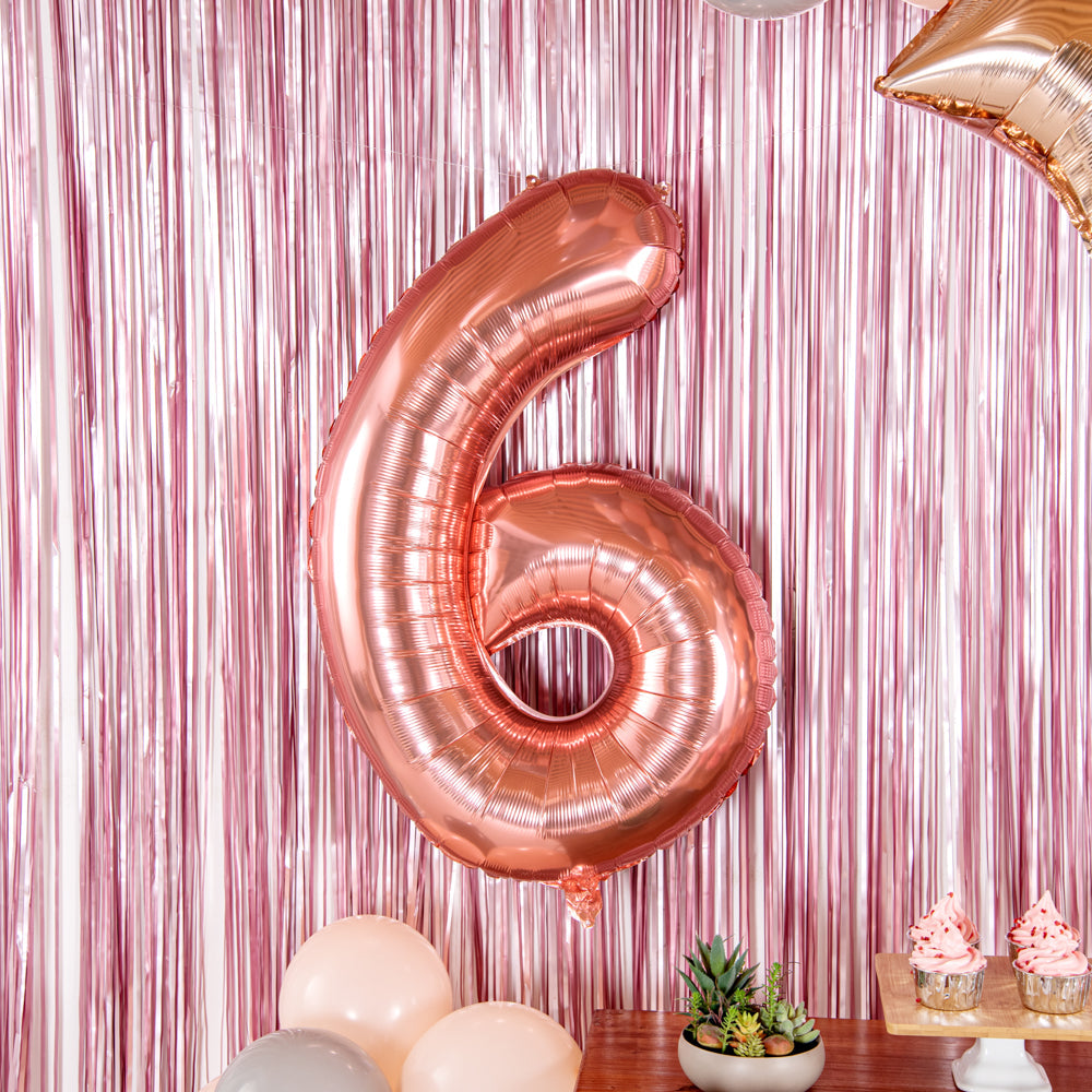 Balloonify Rose Gold Mylar Number 6 Balloon - 40" - 1 count box
