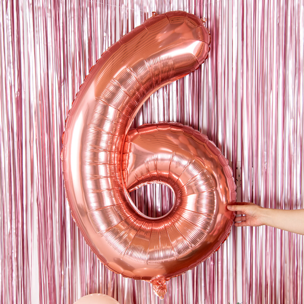 Balloonify Rose Gold Mylar Number 6 Balloon - 40" - 1 count box