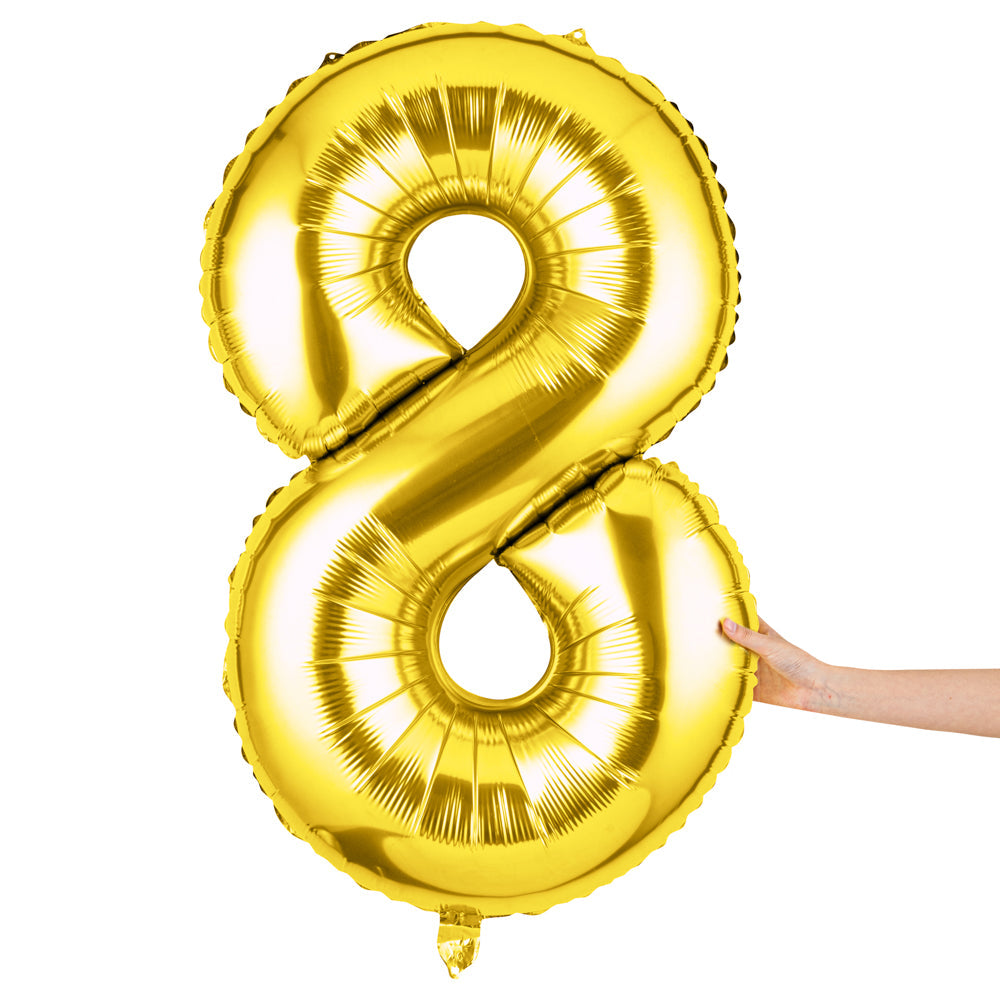 Balloonify Gold Mylar Number 8 Balloon - 40" - 1 count box