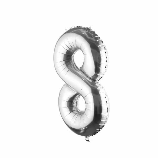 Balloonify Silver Mylar Number 8 Balloon - 40" - 1 count box