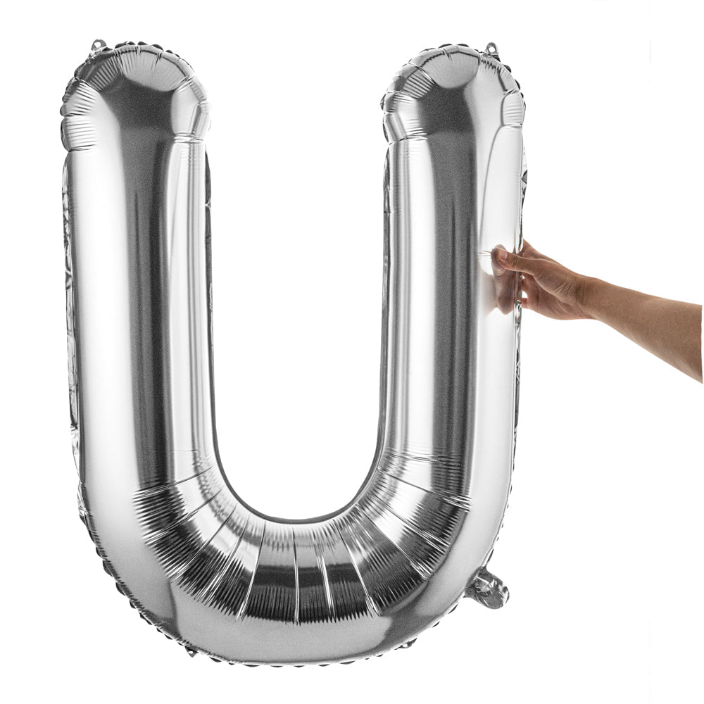 Balloonify Silver Mylar Letter U Balloon - 40" - 1 count box