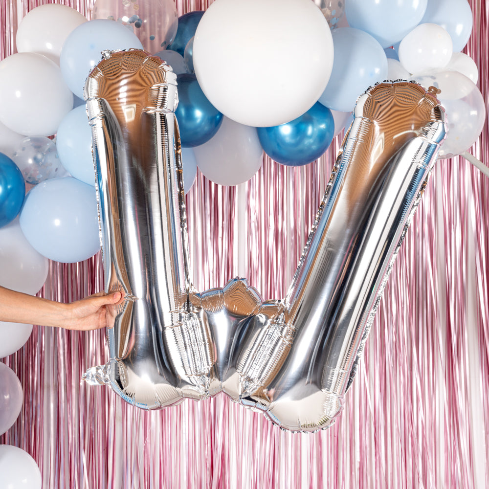 Balloonify Silver Mylar Letter W Balloon - 40" - 1 count box