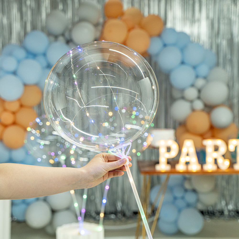Balloonify Colorful LED Bobo Balloon - with String Light - 20" - 10 count box