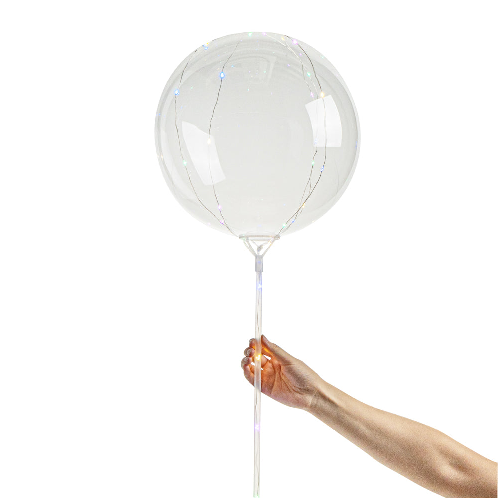 Balloonify Colorful LED Bobo Balloon - with String Light, Handle - 20" - 10 count box
