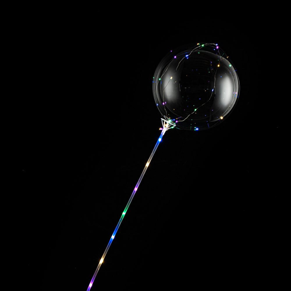 Balloonify Colorful LED Bobo Balloon - with String Light, Handle - 20" - 10 count box