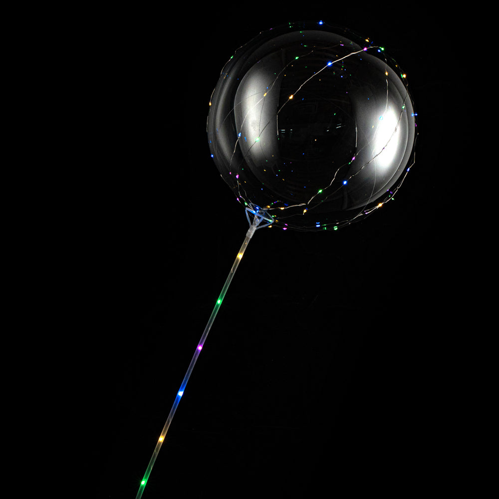 Balloonify Colorful LED Bobo Balloon - with String Light, Handle - 24" - 10 count box