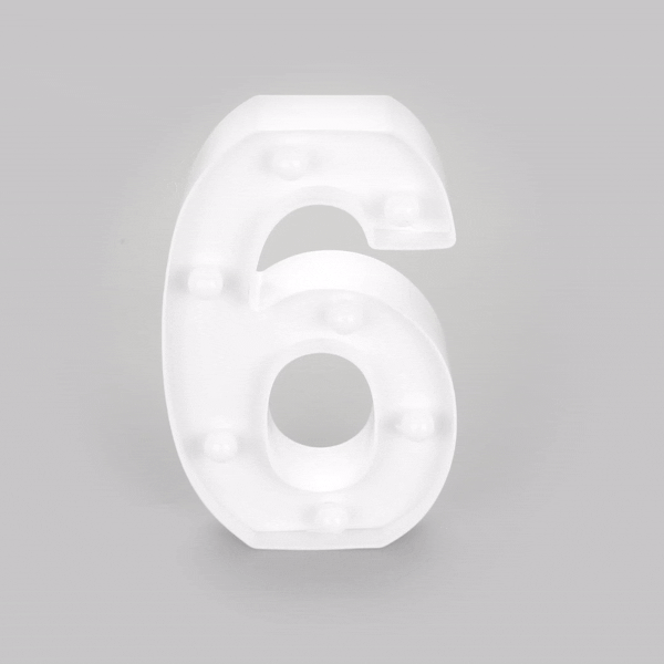 Illumify White LED Marquee Number 6 Sign - 8 3/4" - 1 count box