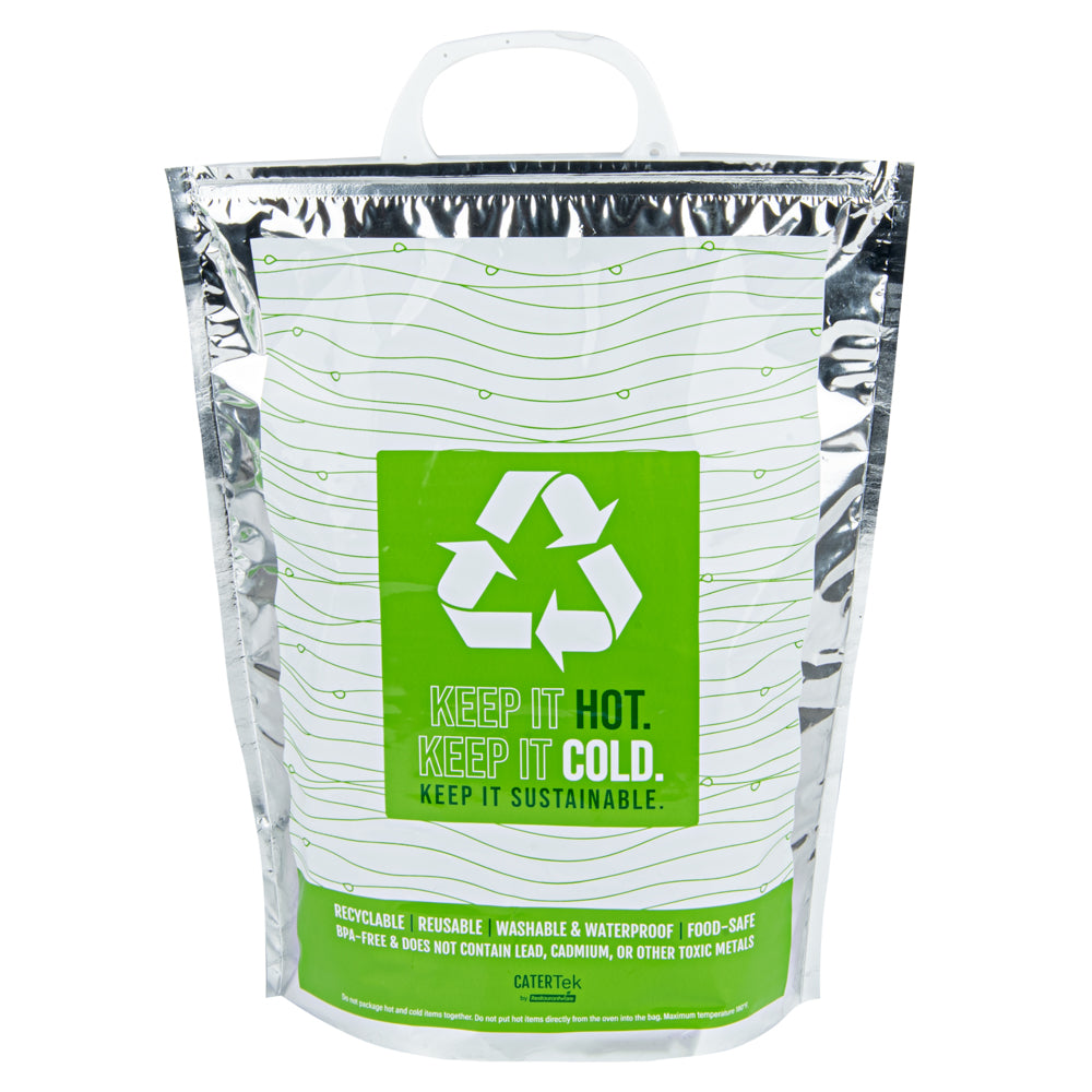 Cater Tek Green and Silver Plastic Thermal Bag - Insulated - 11 3/4" x 6" x 15" - 1 count box