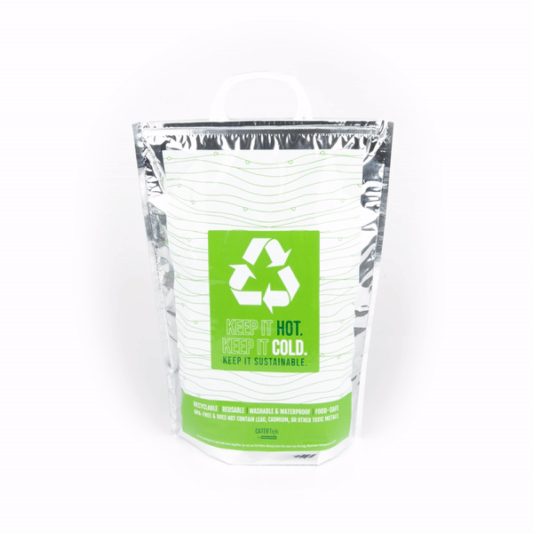 Cater Tek Green and Silver Plastic Thermal Bag - Insulated - 11 3/4" x 6" x 15" - 1 count box