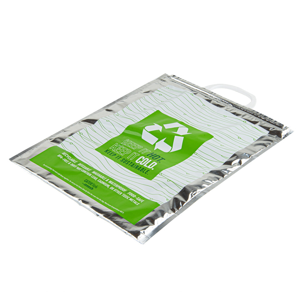 Cater Tek Green and Silver Plastic Thermal Bag - Insulated - 11 3/4" x 6" x 15" - 1 count box