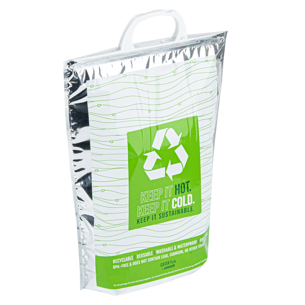 Cater Tek Green and Silver Plastic Thermal Bag - Insulated - 11 3/4" x 6" x 15" - 10 count box