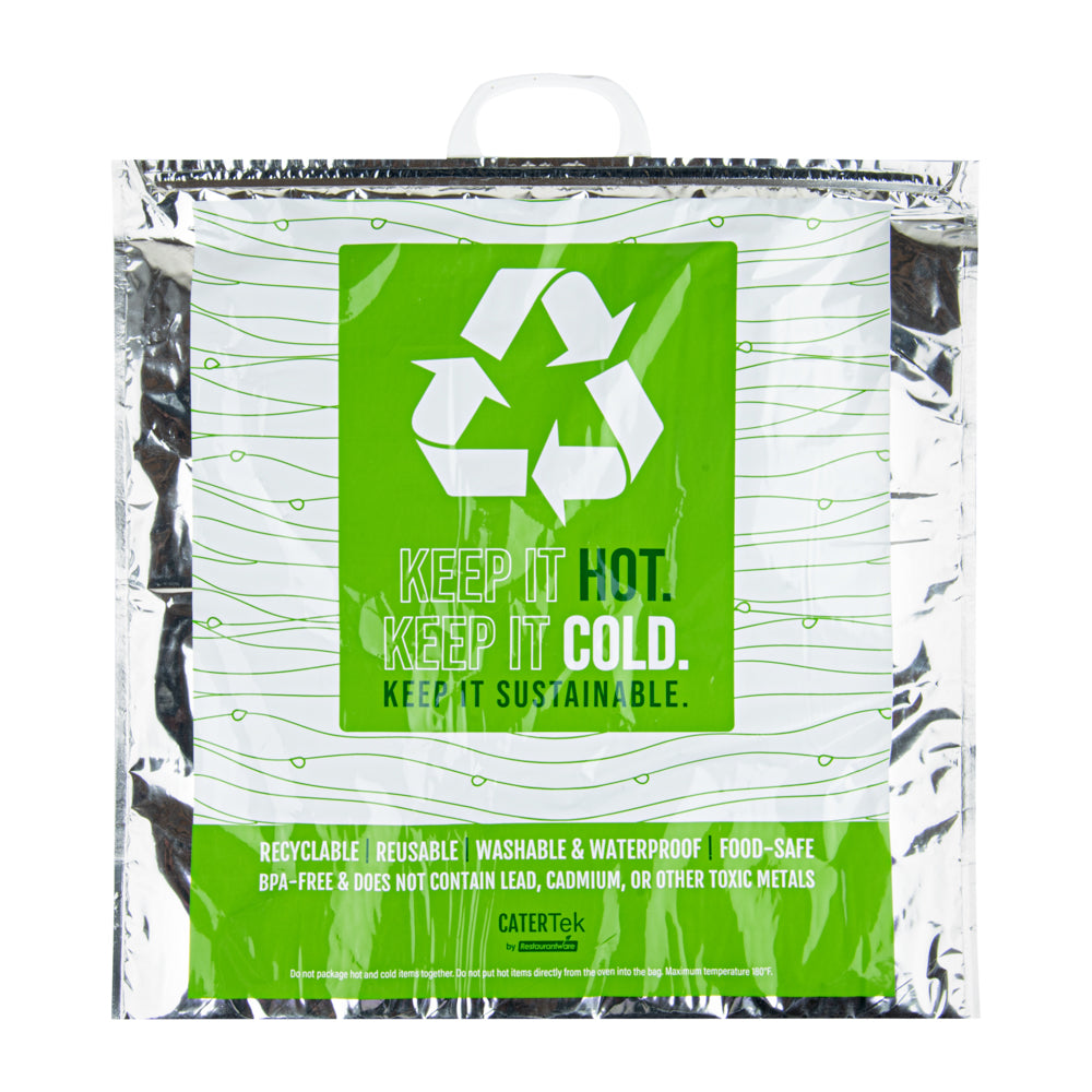 Cater Tek Green and Silver Plastic Thermal Bag - Insulated - 20" x 7" x 20" - 1 count box