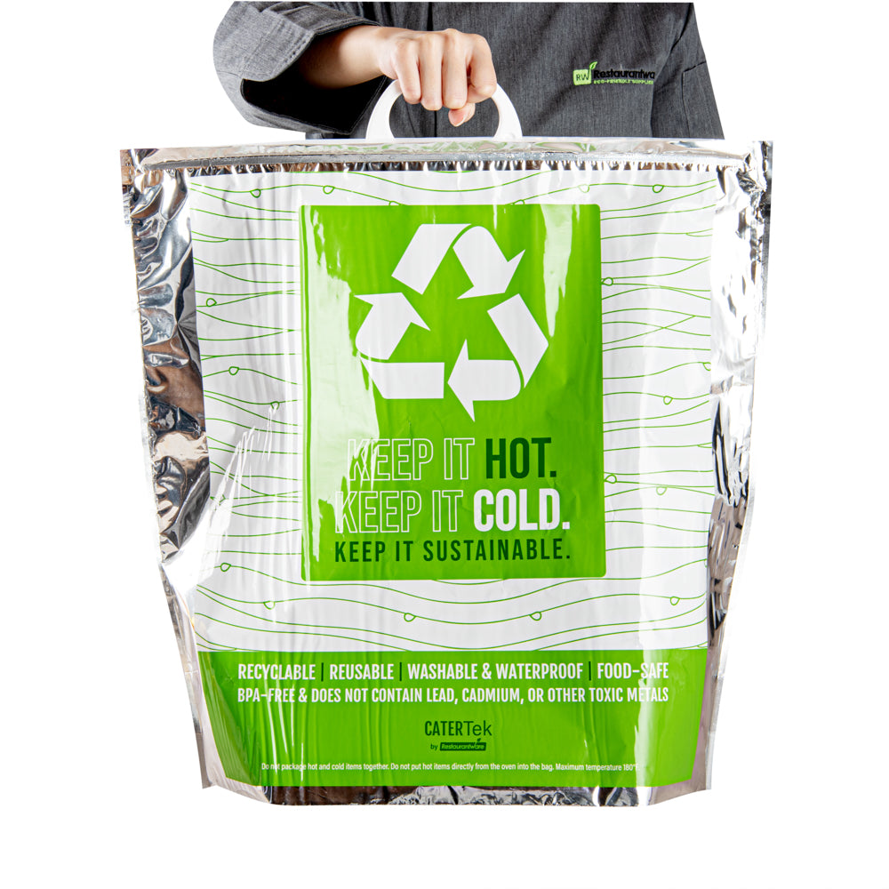Cater Tek Green and Silver Plastic Thermal Bag - Insulated - 20" x 7" x 20" - 1 count box